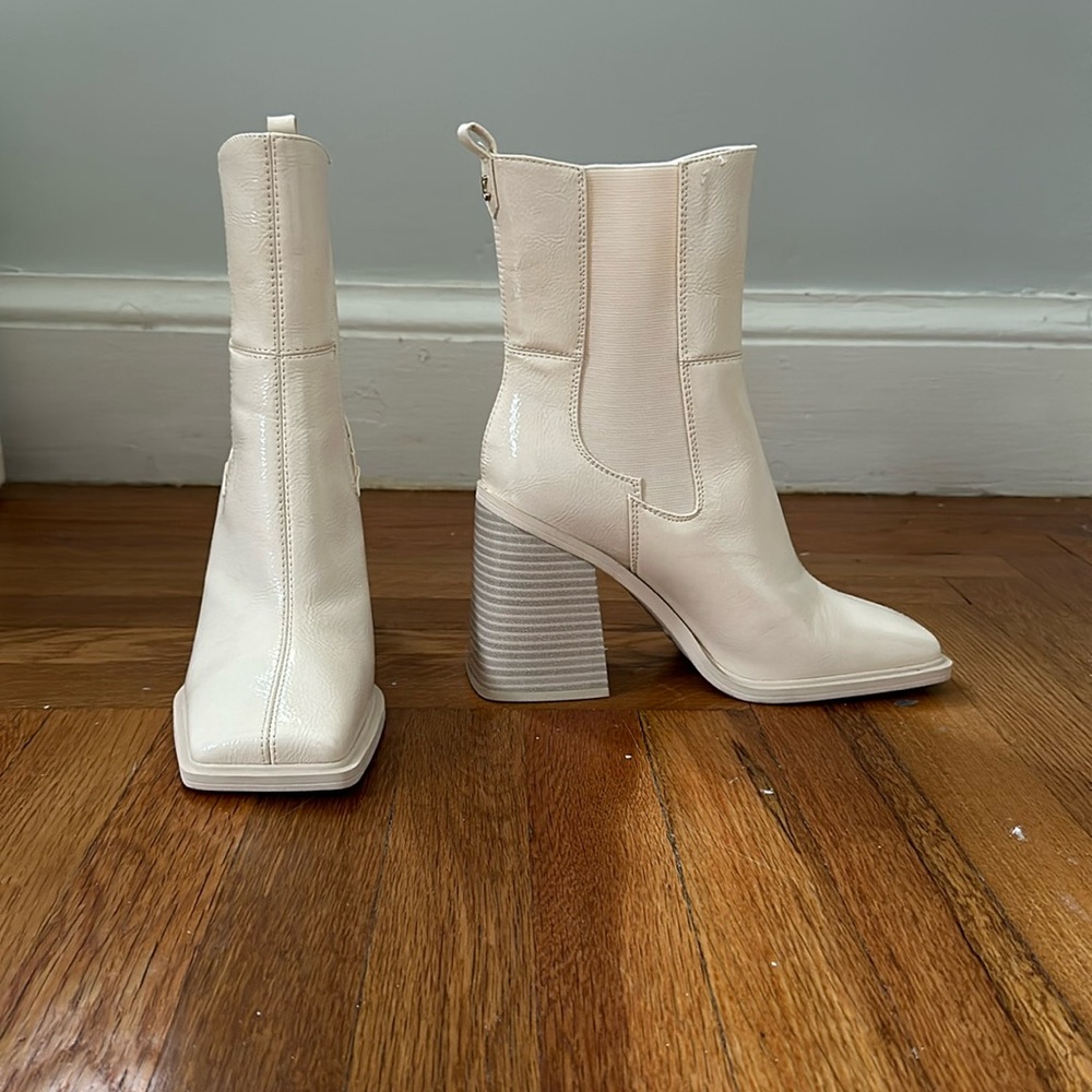 Sam Edelman White Square Toe Ankle Boot